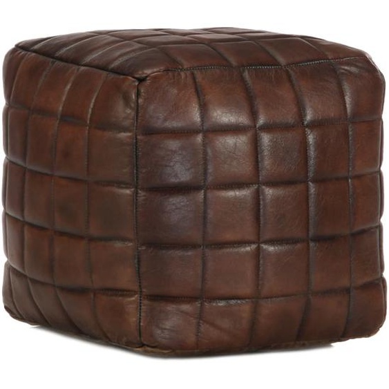 Pouf 40 x 40 x 40 cm Marron foncé Cuir véritable de chèvre