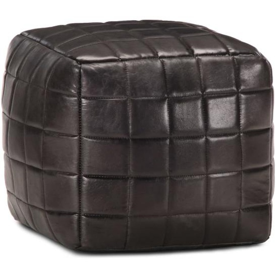 Pouf 40 x 40 x 40 cm Noir Cuir véritable de chèvre