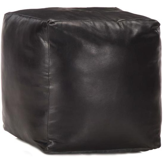 Pouf 40 x 40 x 40 cm Noir Cuir véritable de chèvre