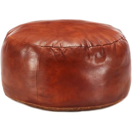 Pouf 60 x 30 cm Brun roux Cuir véritable de chèvre