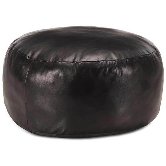 Pouf 60 x 30 cm Noir Cuir véritable de chèvre