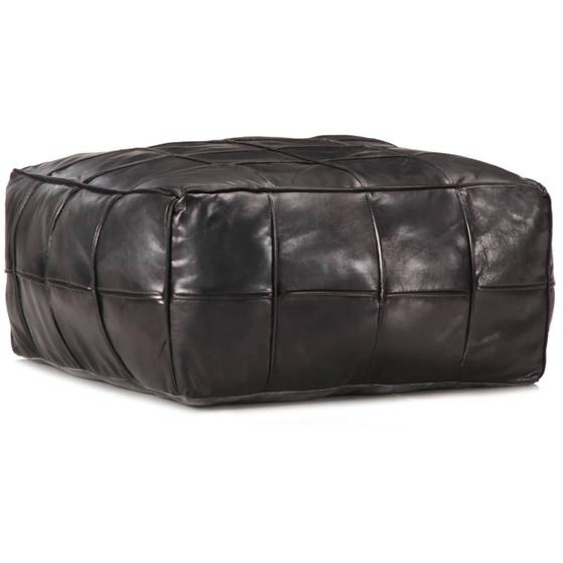 Pouf 60 x 60 x 30 cm Noir Cuir véritable de chèvre