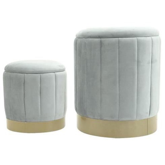 Pouf avec rangement Rebecca Mobili Avelos 44x35,5x35,5 Tissu Polyester Acier Gris Jaune Moderne ENSEMBLE 2 pcs