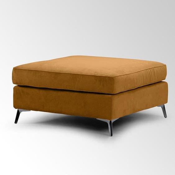 Pouf carré en velours côtelé Isla Fjord ocre - FORINVEST - Style scandinave-moderne - 1 place