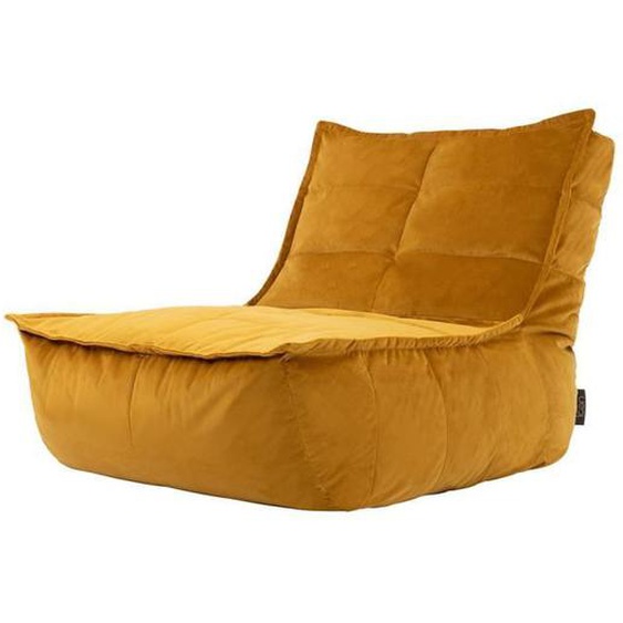 Pouf Chaise Longue en Velours Dolce - ICON - Jaune - 1 personne - 90x79 cm