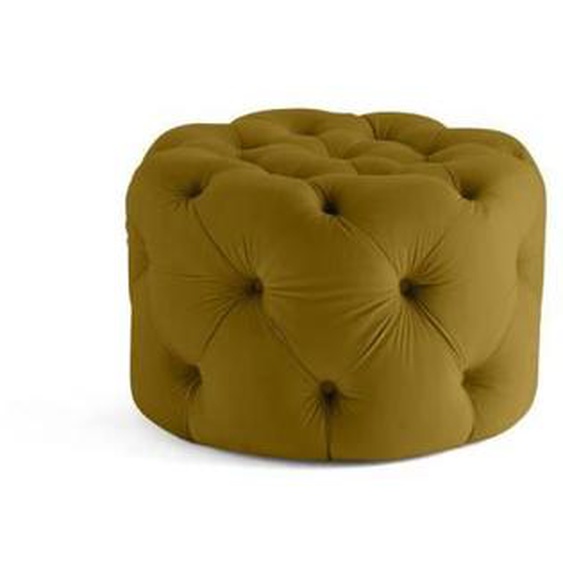 Pouf Chesterfield rond en velours - Jaune - LISA DESIGN - Vintage - Gallata