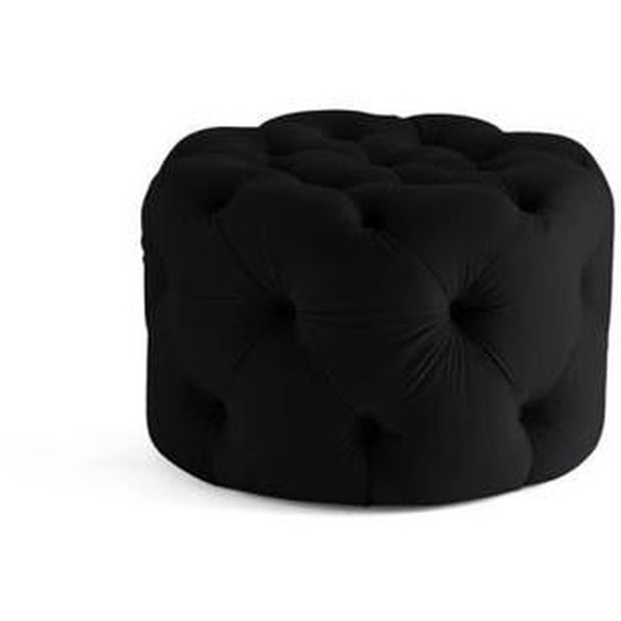 Gallata - pouf Chesterfield rond - en velours - Noir