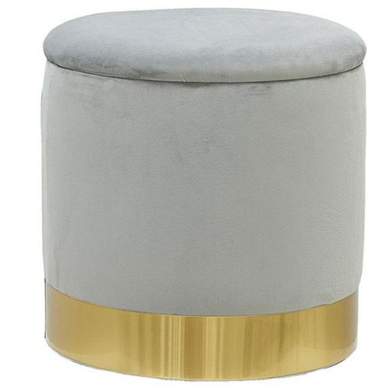 Pouf coffre en velours et métal Gris/Or