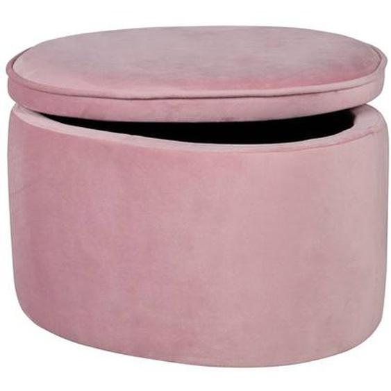 Pouf Coffre Ovale En Bois Et Velours - Tabouret Avec Rangement Lil Sofa Rose Pastel
