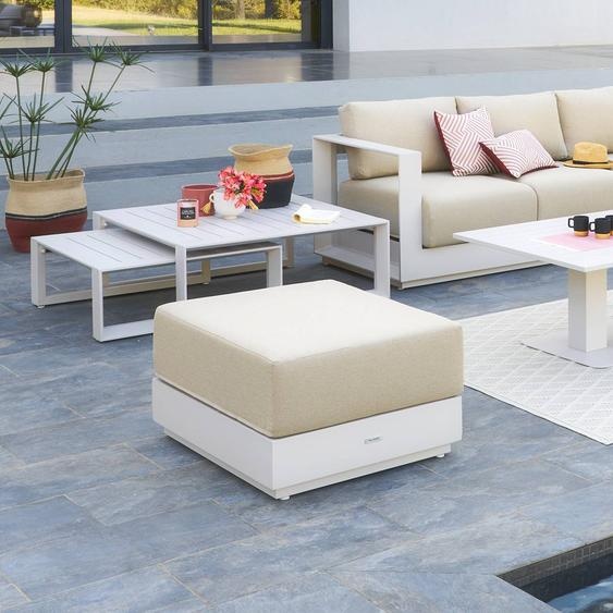 Pouf de jardin ALLURE Avoine Aluminium traité époxy, Oléfine Hespéride