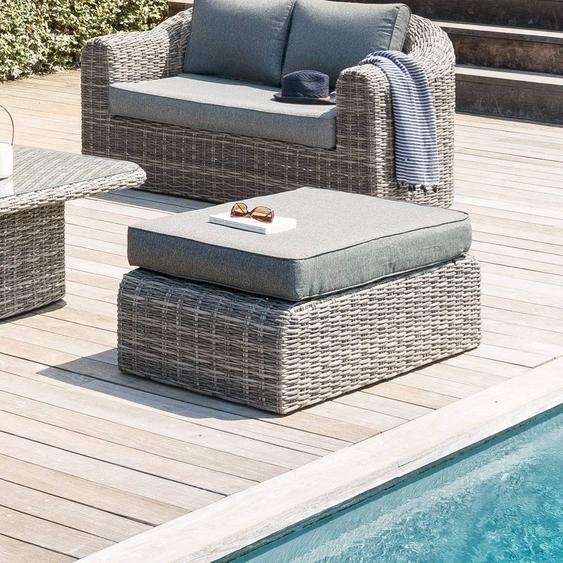 Pouf de jardin MOORÉA Terre dombre Aluminium traité époxy, Résine tressée synthétique, Polyester Hespéride
