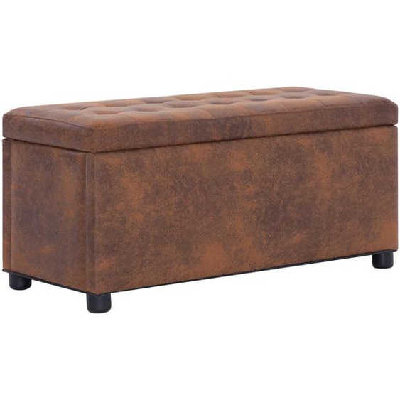 Pouf de rangement 87,5 cm Marron Similicuir daim