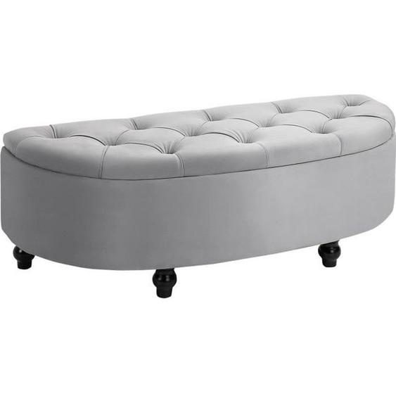 HOMCOM - banc de rangement - Velours (100 % polyester) - 120x46x42cm - Gris clair