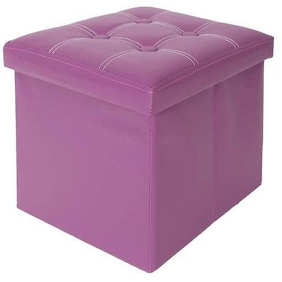 Pouf de rangement carré en simili violet - Mobili Rebecca - 30x30x30 cm