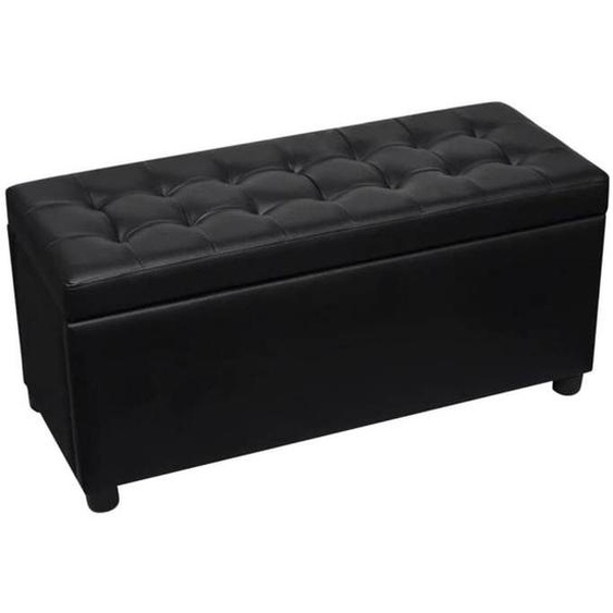 Pouf de rangement cuir synthetique 87,5 x 36 x 41 cm noir