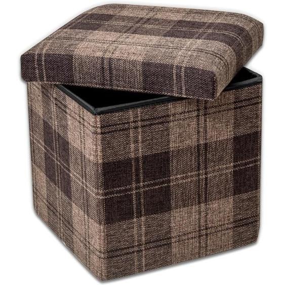 Pouf de Rangement Pliable en Tissu - 30 x 30 cm - Robuste et élégant - Cube de Rangement à Motif Rayé pour la Maison,.[Z114]