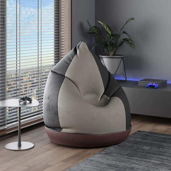 Pouf de Relaxation Confortable avec granulés de polystyrène - pour Enfants et Adultes Pouf CIRCUS (Gris + Bordeaux (Soft 29/11/28))
