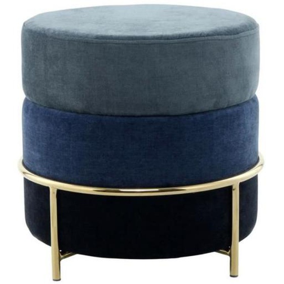Pouf Design en Velours Vintage Bleu - Paris Prix
