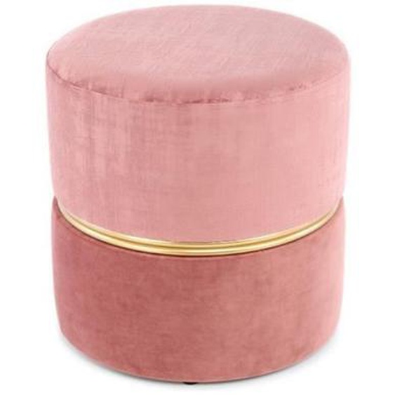 Pouf Design Rond Cleopatra 40cm Rose - Paris Prix - Touché Velours Bicolore - Capacité de Charge 110kg