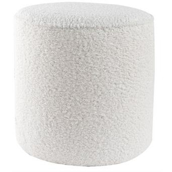 Pouf scandinave rond en tissu effet laine bouclée blanc cassé D40 cm MERIBEL
