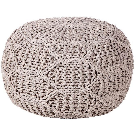 Pouf en coton macramé taupe d 50 cm TRIMAN