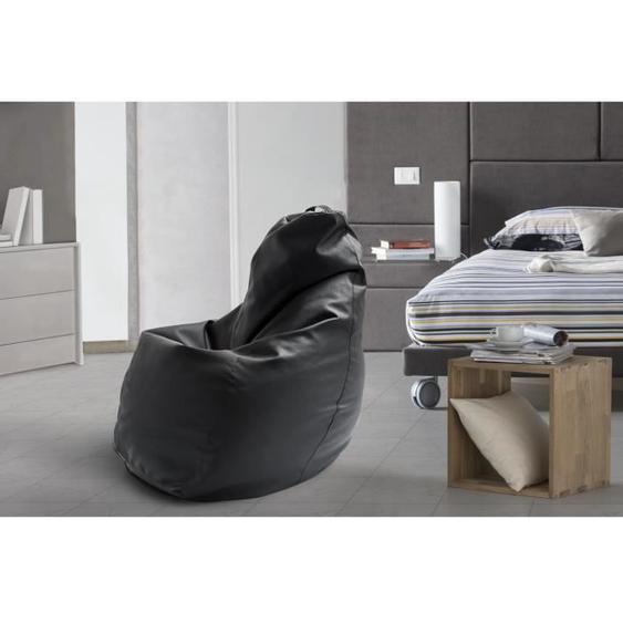 Pouf en similicuir DMORA Annachiara - Noir - Cm 70x70h109