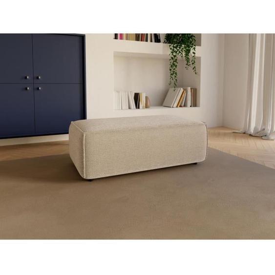 Pouf en tissu texturé beige AMELIA