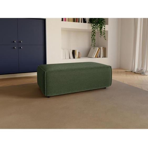 Pouf en tissu texturé vert AMELIA