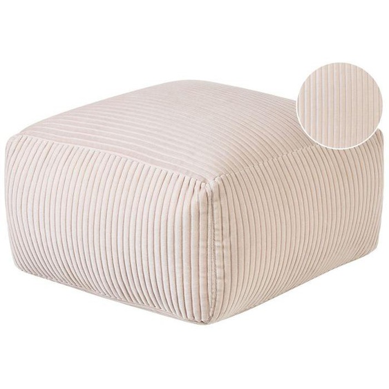 Pouf en velours côtelé beige 50 x 50 x 30 cm MUKKI