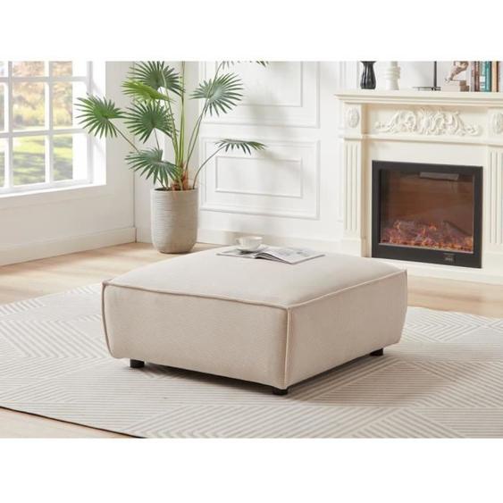 Pouf en velours côtelé beige BORORE