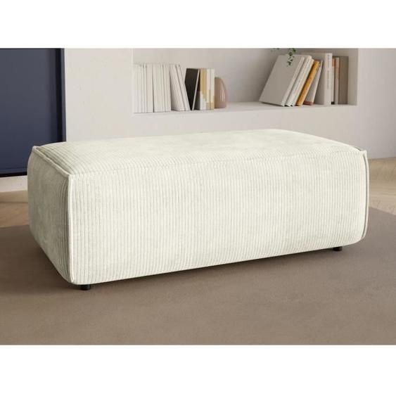 Pouf en velours côtelé blanc AMELIA
