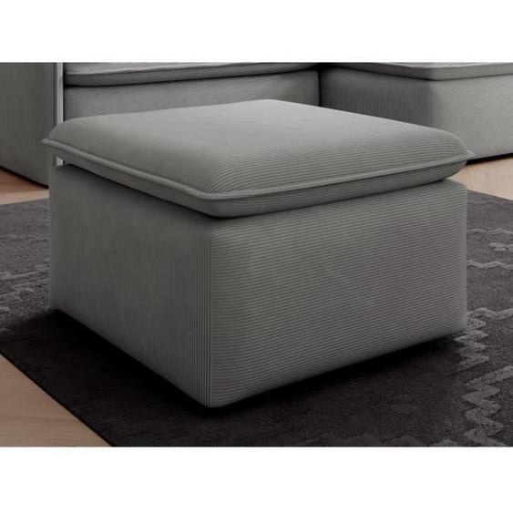 Pouf en velours côtelé gris clair TEODORA