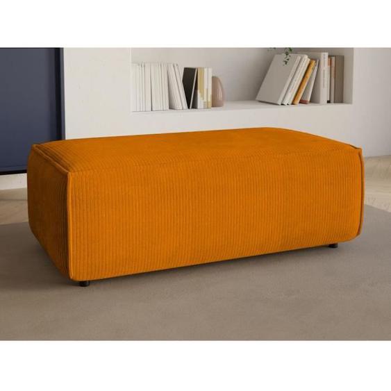 Pouf en velours côtelé orange clair AMELIA