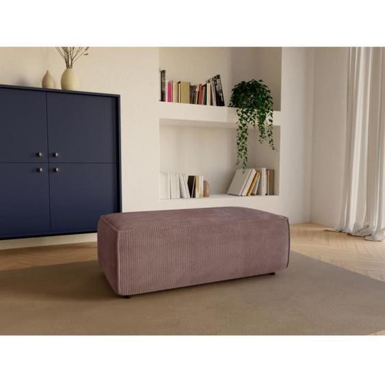 Pouf en velours côtelé rose AMELIA
