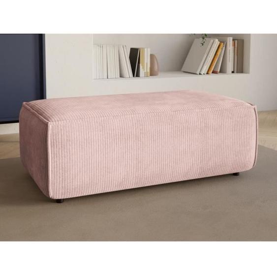 Pouf en velours côtelé rose poudré AMELIA