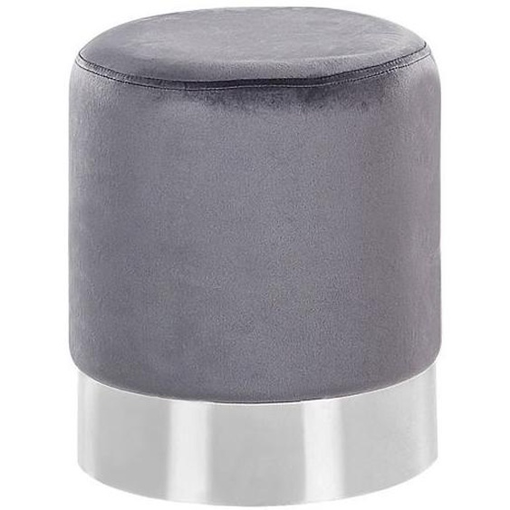 Pouf en velours gris d 36 cm BRIGITTE
