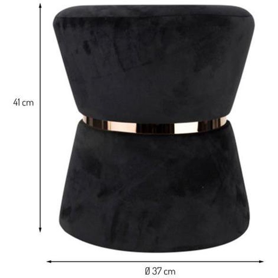 Pouf en Velours Noir - Cosy Home - Forme Unique de Sablier - Accent Doré