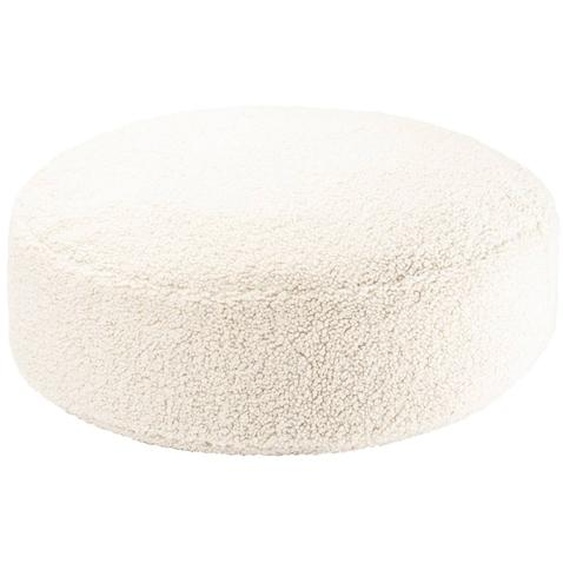 Pouf Enfant Ottoman Rond - Coussin De Sol Déhoussable En Teddy Cream White