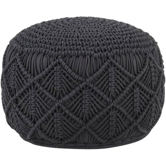 Pouf fait à la main en macramé Anthracite 45x30 cm Coton