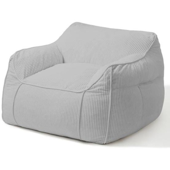 Pouf Fauteuil - Bananair - 100x110 cm - Velours côtelé - Gris clair - 1 place
