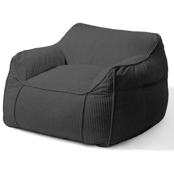 Pouf Fauteuil - Bananair - Gris foncé - Velours côtelé - 1 place - 110x100 cm