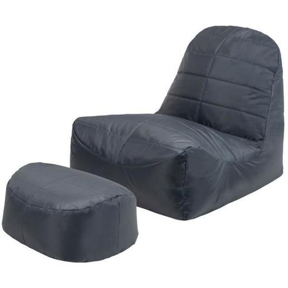Pouf Fauteuil et Repose-Pieds Veeva Vista - Résistant à leau - Gris Anthracite