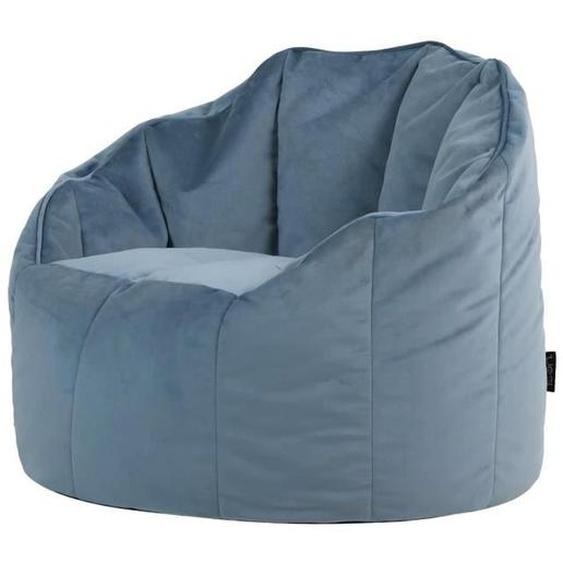 Pouf fauteuil Icon velours, salon, chambre, 77x74cm, Bleu Minéral