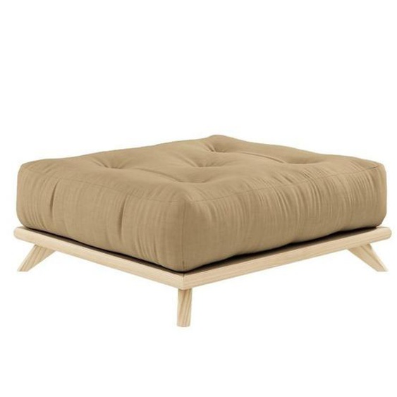 Pouf futon 90 x 100 cm SENZA pin naturel coloris beige blé