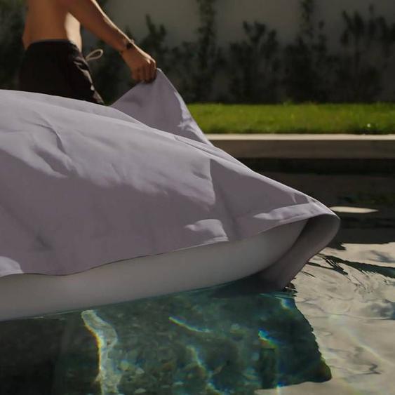 Pouf Géant XXL Déhoussable Flottant pour Piscine Deco Arts Gris galet