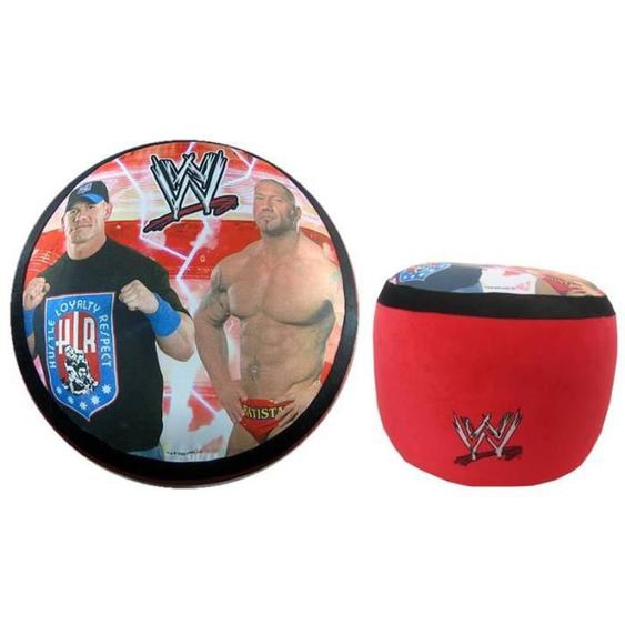 Pouf Gonflable WWE - HOMEROKK - Velours et tissu imprimé - Logo brodé - 38 x 22 cm