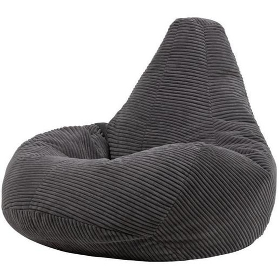 Pouf Icon inclinable velours côtelé, salon, chambre, 84x84cm, Gris anthracite