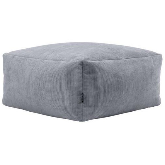 Pouf - ICON - Modèle en velours côtelé - Gris - Salon - Adulte - Intérieur