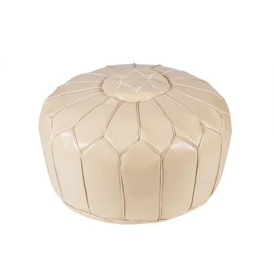 Pouf Marocain FESA - Ø 50 x H 30 cm - Polyuréthane - Beige