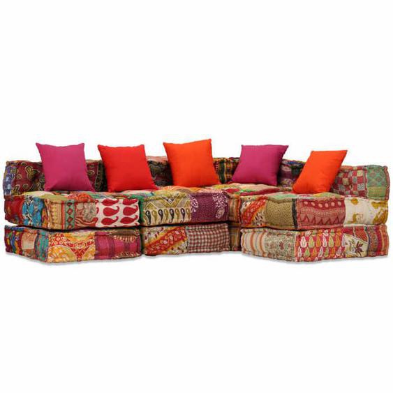 Pouf modulable 4 places tissu patchwork